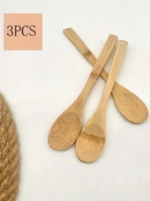 3入組竹子湯匙家用甜品勺 - 杏色 - 查看 5