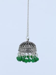 2pcs European And American Style Star Street Fashion Chain & Tassel Earrings With Snowflake & Bell - Antique Silver - View 4