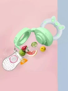 KUNT 1pc Baby Silicone Piglet Shaped Fruit & Vegetable Teether, Suitable For Daily Feeding - Green - View 5