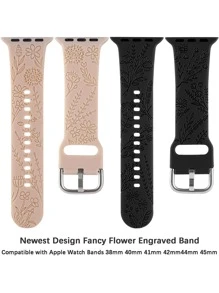 2 件花朵压花硅胶透气表带兼容 Apple Watch 38mm 40mm 41mm 42mm 44mm 45mm 49mm 可爱女式野花花卉图案柔软运动表带替换腕带兼容 Apple Watch Series 8 7/SE/6/5/4/3/2/1 情人节 - 彩色 - 查看 4