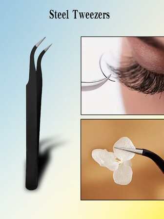 黑色曲綫美甲鑷子精密工藝鑷子