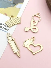 12 cái/bộ Mặt dây chuyền trái tim hợp kim DIY - trắng - Xem 4