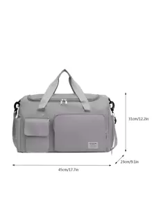 大号拉链行李袋，可折叠旅行收纳袋，随身携带包，简约周末过夜包旅行包行李包周末旅行包电脑沙滩包学生大容量多功能户外手拿包男士度假礼物旅行必需品节日必需品男士包露营手提包行李袋夏季返校单肩包夏季包春假包徒步旅行包购物袋 - 灰色 - 查看 4