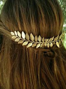 1件优雅叶子造型新娘发梳 - 金色 - 查看 1