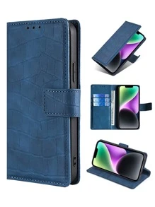 keyunfei 1个蓝色翻盖卡槽支架设计PU皮手机壳，兼容 11/12/13/14/15 Pro Max、 Nord N300、Poco X5、Pixel 7、Redmi 8、Honor X8 5G、A73 5G、P20，国际版，非国内版。 - 藍色 - 查看 1