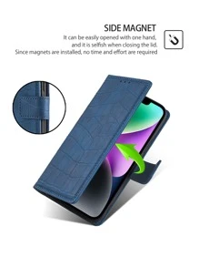 keyunfei 1个蓝色翻盖卡槽支架设计PU皮手机壳，兼容 11/12/13/14/15 Pro Max、 Nord N300、Poco X5、Pixel 7、Redmi 8、Honor X8 5G、A73 5G、P20，国际版，非国内版。 - 藍色 - 查看 5