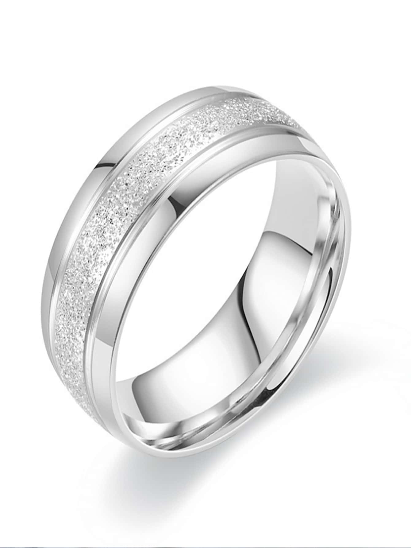 1 nhẫn thép titan, dây đeo đơn giản hai tông màu thời trang Nhẫn nam / nữ hoàn thiện mờ, nhẫn đôi, giản dị, hiện đại, nhẫn cưới cho cô dâu hoặc chú rể - Bạc - Xem 1