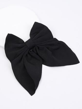 1個女孩街頭時尚優雅黑色絲帶蝴蝶結髮夾