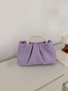 Argyle Princess Faux Pearl & Rhinestone Pearl Chain & Decor Faux Pearl w kształcie chmurki Składana torebka crossbody na imprezę, wesele, bal i kolację, szminki, damska torebka z perłami