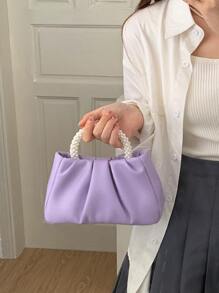 Argyle Princess Faux Pearl & Rhinestone Pearl Chain & Decor Faux Pearl w kształcie chmurki Składana torebka crossbody na imprezę, wesele, bal i kolację, szminki, damska torebka z perłami