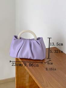 Argyle Princess Faux Pearl & Rhinestone Pearl Chain & Decor Faux Pearl w kształcie chmurki Składana torebka crossbody na imprezę, wesele, bal i kolację, szminki, damska torebka z perłami