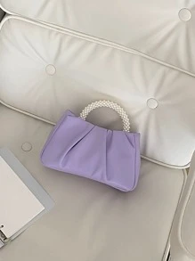 Argyle Princess Faux Pearl & Rhinestone Pearl Chain & Decor Faux Pearl w kształcie chmurki Składana torebka crossbody na imprezę, wesele, bal i kolację, szminki, damska torebka z perłami