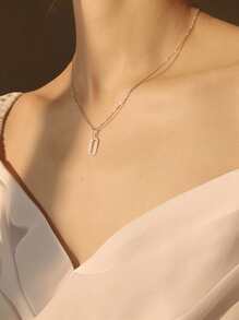 BALMORA 1入組時尚S925銀雙環連接吊墜項鍊帶可調節流蘇適合女士,生日禮物 - 銀色 - 查看 5