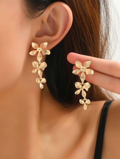 1 par de Aretes elegantes con diseño de flor lila para fiestas de verano, bodas, vacaciones, graduaciones y regalos para el Día de la Madre, San Valentín, mamá