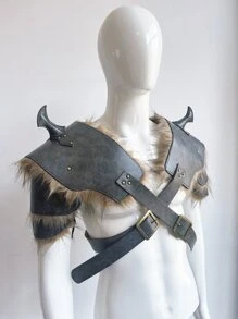 1pair Women Buckle & Studded Decor Scapula For Party - Dark Grey - View 2
