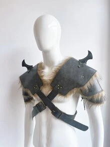 1pair Women Buckle & Studded Decor Scapula For Party - Dark Grey - View 3