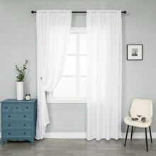 2 Tấm Chắc Chắn Sheer Thanh Túi Màn Voile Drap cho Nhà Bếp Phòng Ngủ Trẻ Em Phòng Khách - trắng - Xem 1
