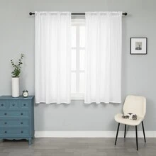 2 Tấm Chắc Chắn Sheer Thanh Túi Màn Voile Drap cho Nhà Bếp Phòng Ngủ Trẻ Em Phòng Khách - trắng - Xem 2