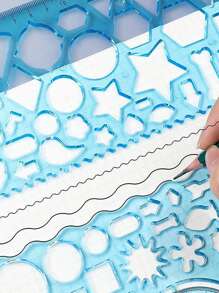 2pcs Multifunctional Drawing Ruler, Adjustable Compass Ruler, Straight Ruler,Rulers - Blue - View 1