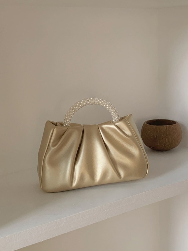 Argyle Princess Faux Pearl & Strass Pearl Lant & Decor Faux Pearl impodobit geanta de umar pliabila in forma de nor pentru petrecere, nunta, bal si cina, rujuri, geanta de perle pentru femei, geanta casual de afaceri la moda pentru femei, perfecta pentru birou, afaceri si munca