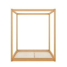 MERAX Queen Size Canopy Platform Bed With Support Legs - 薑色 - 查看 8