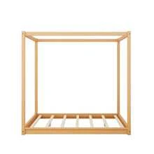 MERAX Queen Size Canopy Platform Bed With Support Legs - 薑色 - 查看 5