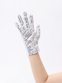 Găng tay trang trí sequin - trắng - Xem 2