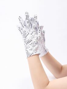 Găng tay trang trí sequin - trắng - Xem 3