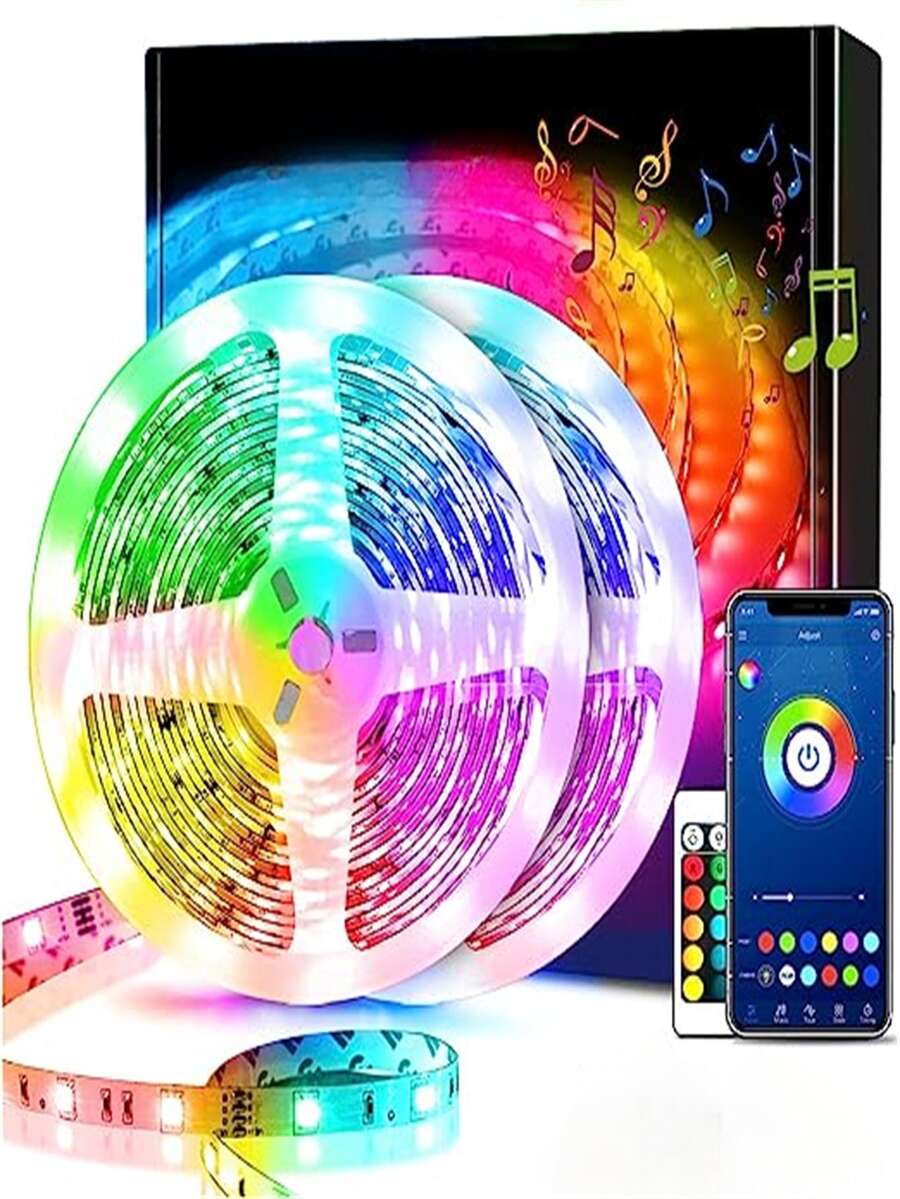 1pc Smart Led Lights, 5050 RGB Led Strip Lights with Remote, App Control Timer Schedule Led Music Strip Lights (Excluding boxes) - Multicolor - View 1