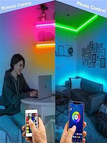 1pc Smart Led Lights, 5050 RGB Led Strip Lights with Remote, App Control Timer Schedule Led Music Strip Lights (Excluding boxes) - Multicolor - View 2