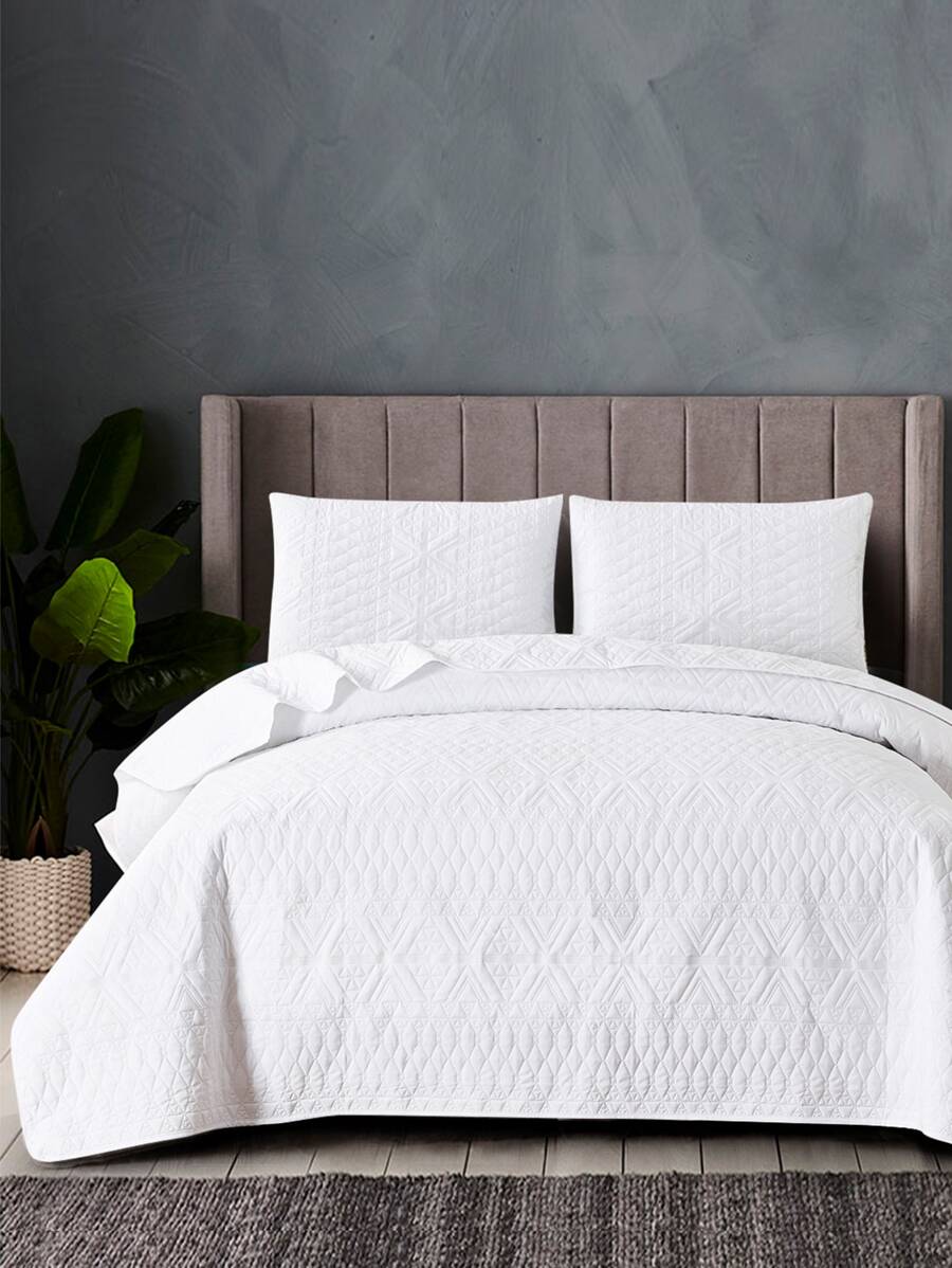 3pcs Geometric Diamond Printed Bedding Set (1 Duvet Cover + 2 Pillowcases), Skin-Friendly, Breathable, Soft & Comfortable, Without Comforter And Pillows Inside
