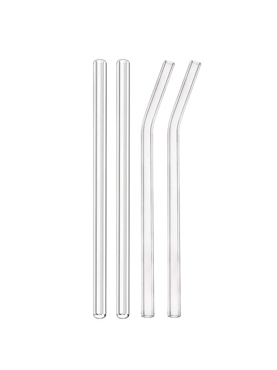 Lot De 12 Pailles En Verre Réutilisables, 6 Pailles Droites Longues De