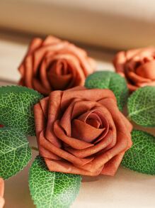 5/10/15/20/25/30pcs Real Looking Fake Roses Stem For DIY Wedding Bouquets Centerpieces Arrangements Party Baby Shower Home Decorations OPP Bag Packaging (Excluding Box), Valentine Day, Gift Gifts Birthday Graduation - Orange - View 4