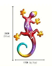 1入組鏤空鐵蜥蜴墻面裝飾適合夏天花園裝飾用品,顏色隨機 - 彩色 - 查看 4