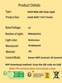 1pc Smart Led Lights, 5050 RGB Led Strip Lights with Remote, App Control Timer Schedule Led Music Strip Lights (Excluding boxes) - Multicolor - View 9