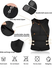 Sports Outdoor Men Waist Trainer Hot Neoprene Sauna Suit Corset Body Shaper Zipper Tank Top Workout Shirt Shapewear Waist Trainer Corset Shapewear Shorts Gym Accessories For Belly Slimming Girdles, Lumbar Girdles For Belly Slimming Corset