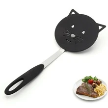 1入組尼龍鍋鏟,卡通造型貓鍋鏟家用的不粘鍋鏟鍋鏟 - 黑色 - 查看 1