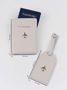 2pcs Fashionable Passport Holder & Luggage Tag Set Vacation Accessories Travel Accessory Set For Holiday Season Travel Stuff Travel Organiser Travel Items Travel Wallet Passport Holder Passport Wallet Beach Vacation Bag Summer Christmas Vacation