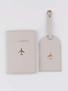 2pcs Fashionable Passport Holder & Luggage Tag Set Vacation Accessories Travel Accessory Set For Holiday Season Travel Stuff Travel Organiser Travel Items Travel Wallet Passport Holder Passport Wallet Beach Vacation Bag Summer Christmas Vacation