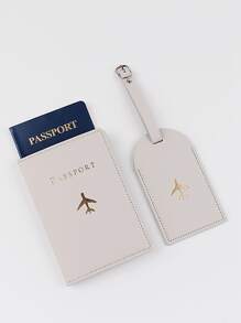 2pcs Fashionable Passport Holder & Luggage Tag Set Vacation Accessories Travel Accessory Set For Holiday Season Travel Stuff Travel Organiser Travel Items Travel Wallet Passport Holder Passport Wallet Beach Vacation Bag Summer Christmas Vacation