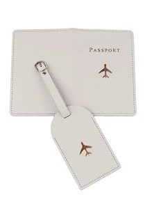 2pcs Fashionable Passport Holder & Luggage Tag Set Vacation Accessories Travel Accessory Set For Holiday Season Travel Stuff Travel Organiser Travel Items Travel Wallet Passport Holder Passport Wallet Beach Vacation Bag Summer Christmas Vacation