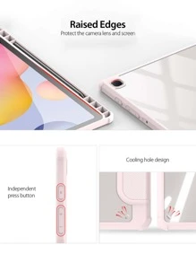 適用於三星Galaxy Tab S6 Lite 10.4/A8 10.5/S7 11/S8 Plus/S7 FE 12.4/S8 11英寸/S9/S9FE/S9Plus的平板電腦保護殼，附筆套 - 粉色 - 查看 4