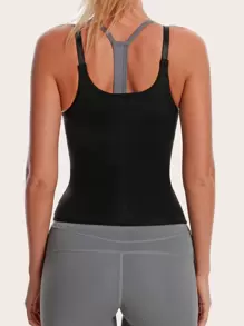 运动户外女士束腰背心透气收腹塑身塑身衣腰部训练器紧身胸衣健身房配件 - 黑色 - 查看 3