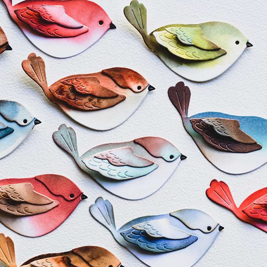 2023新品到貨鳥金屬切削模具適用於DIY相簿剪貼簿賀卡製作紙工藝刀模具刀片打孔模板 - 銀色 - 查看 1