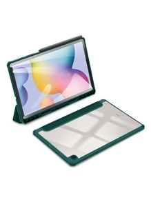 適用於三星Galaxy Tab S6 Lite 10.4 A8 10.5 S7 11 S8 Plus S7 FE 12.4 S8 11吋 S9 S9FE S9Plus的平板電腦保護套，帶筆套 - 軍綠色 - 查看 2