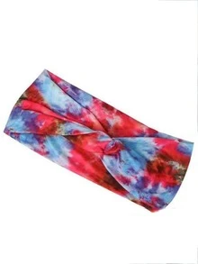 1pc Fashionable Milk Polka Dot Knotted Elastic Headband, Elegant Girl Hair Accessory - Multicolor - View 2