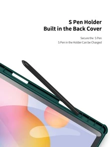 適用於三星Galaxy Tab S6 Lite 10.4 A8 10.5 S7 11 S8 Plus S7 FE 12.4 S8 11吋 S9 S9FE S9Plus的平板電腦保護套，帶筆套 - 軍綠色 - 查看 9
