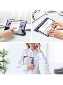 適用於三星Galaxy Tab S6 Lite 10.4 A8 10.5 S7 11 S8 Plus S7 FE 12.4 S8 11英寸 S9 S9FE S9Plus 平板電腦套，附筆套 - 紫色 - 查看 6