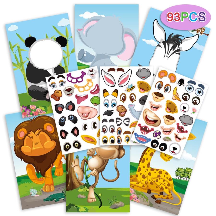 1 set Kertas Mainan Pendidikan Lucu Kartun Stiker Hewan Mainan Untuk Anak-anak - MultiWarna - View 1