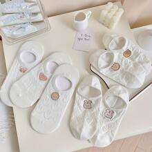 5pairs Women's Cartoon Patterned Ankle Socks - White - View 2